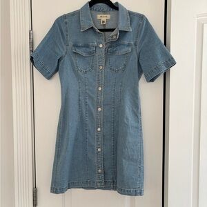 Madewell Light Blue Stretch Denim Button-Front Mini Dress